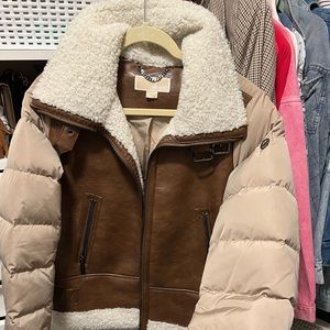 NWT rare Michael Kors coat! Sherpa and leather